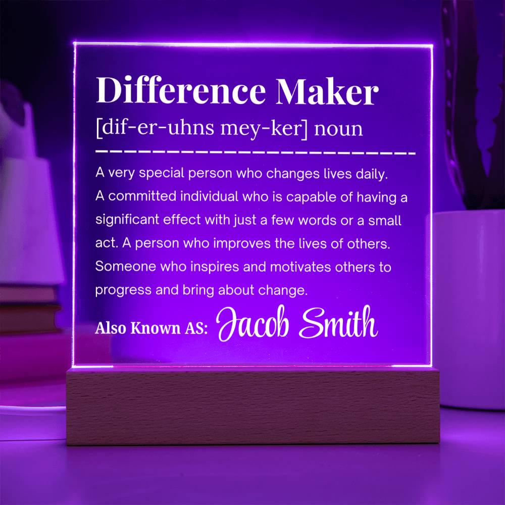 Difference Maker Personalized Acrylic Plaque – Gift for Mentor – view 5