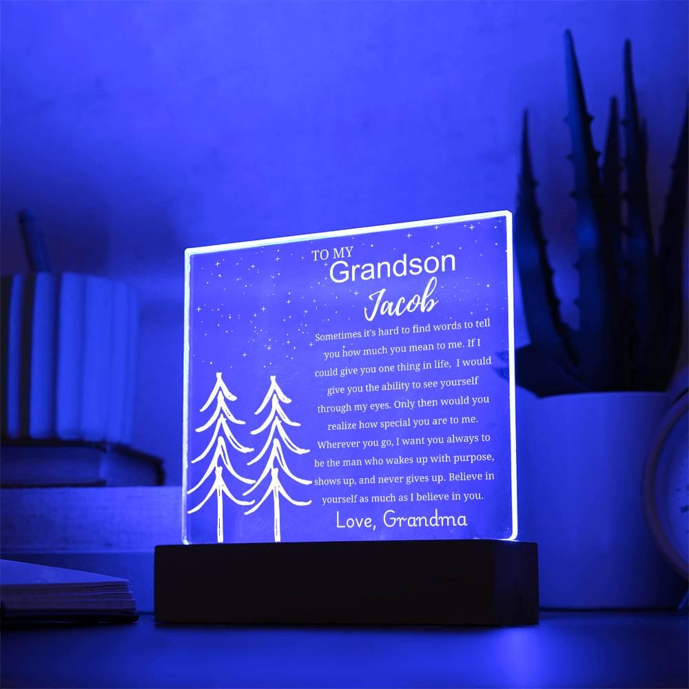 Personalized Grandson Gift Acrylic Plaque – Birthday Gift for Grandson – view 3