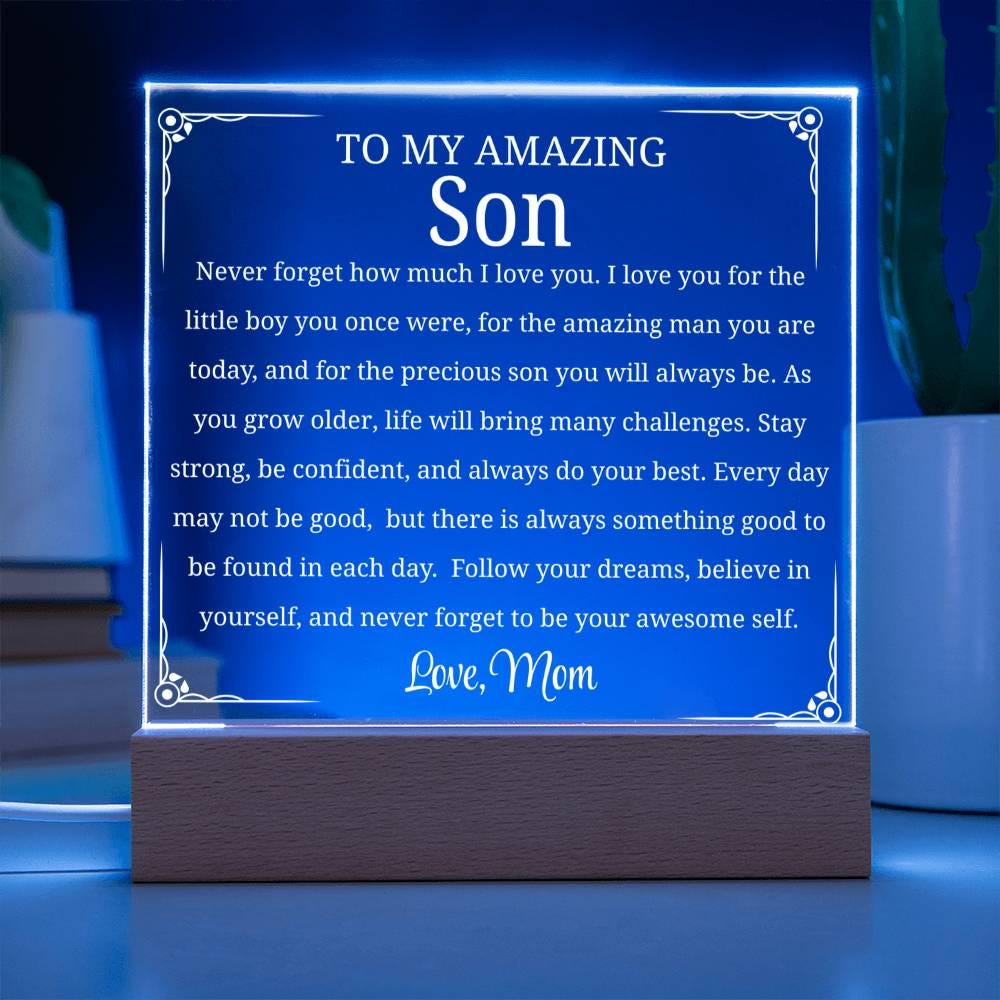 Personalized Gift for Son Acrylic Plaque – Gift from Mom – view 4