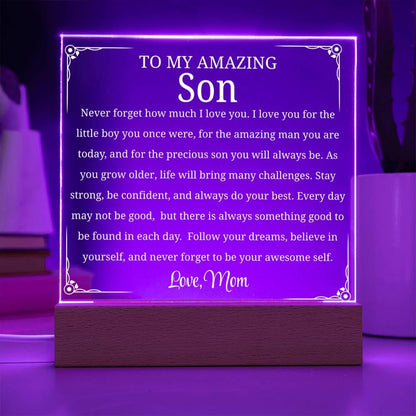 Personalized Gift for Son Acrylic Plaque – Gift from Mom – view 7
