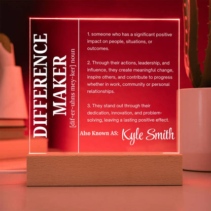 Difference Maker Personalized Acrylic Sign – Mentor Appreciation Gift – view 3