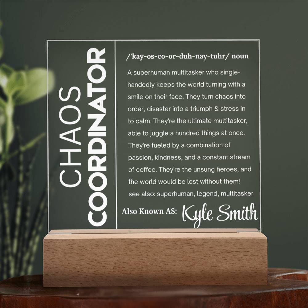 Chaos Coordinator Personalized Acrylic Plaque – Project Manager Gift – view 9