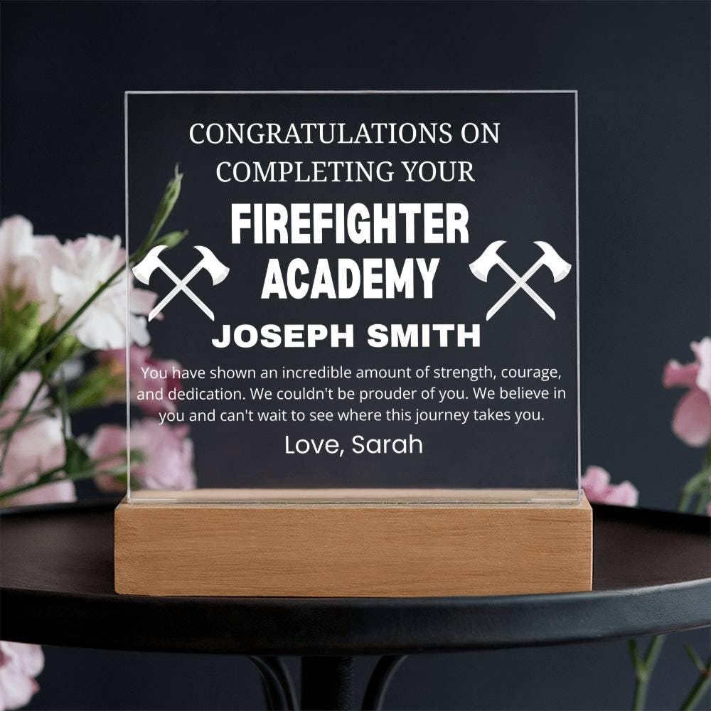 Personalized Firefighter Academy Graduation Gift Acrylic Plaque – view 2