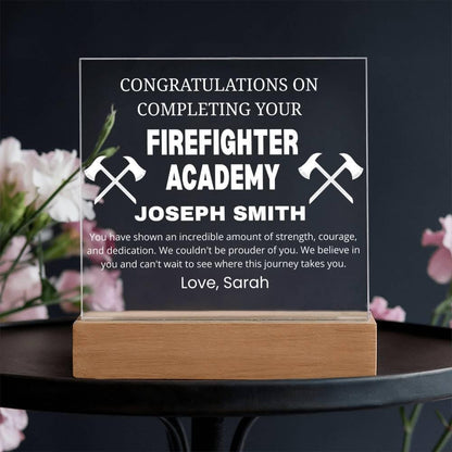 Personalized Firefighter Academy Graduation Gift Acrylic Plaque – view 2