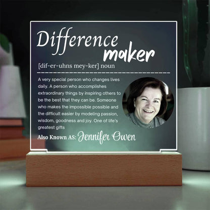 Difference Maker Personalized Photo Acrylic Plaque – Mentor Gift – view 4