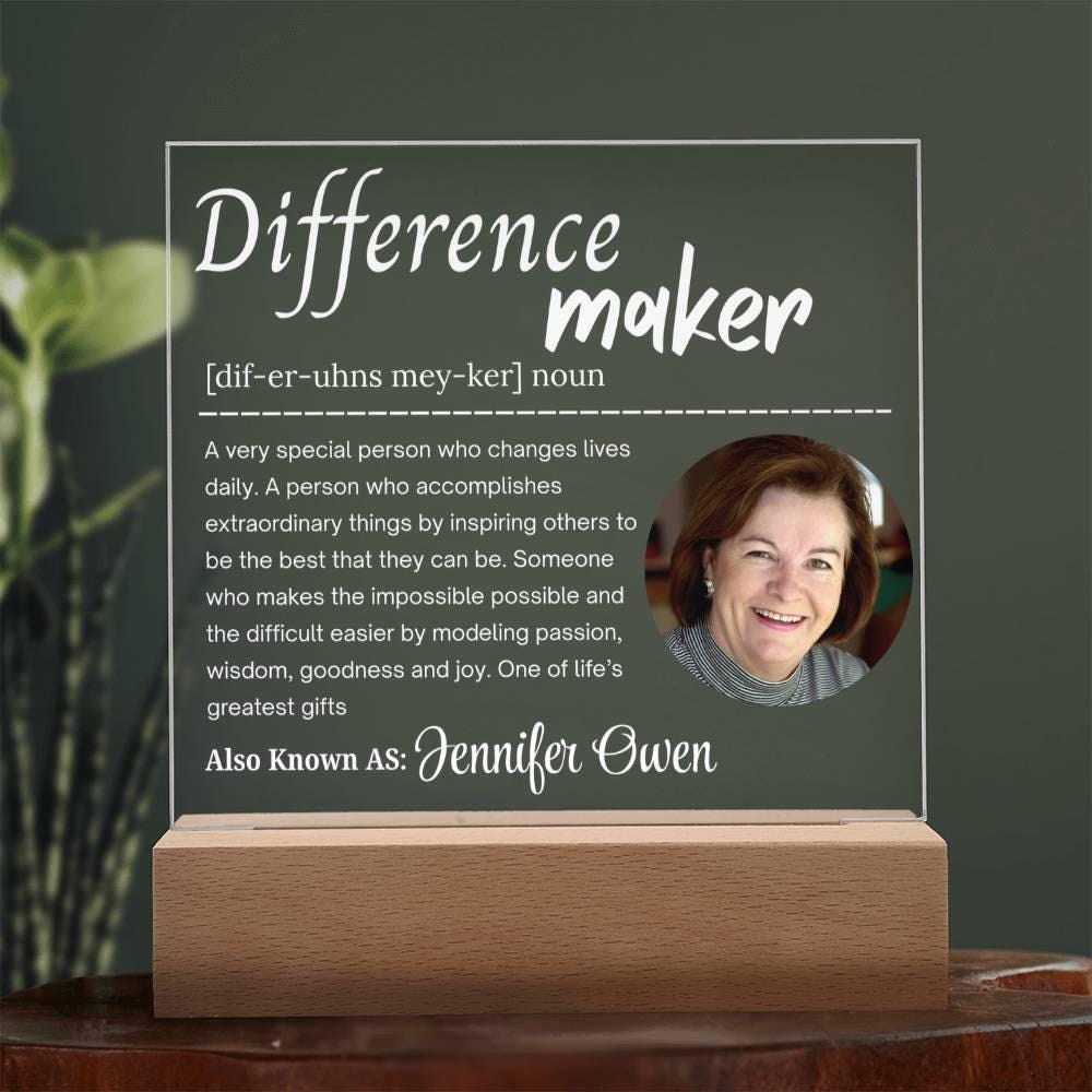 Difference Maker Personalized Photo Acrylic Plaque – Mentor Gift – view 3