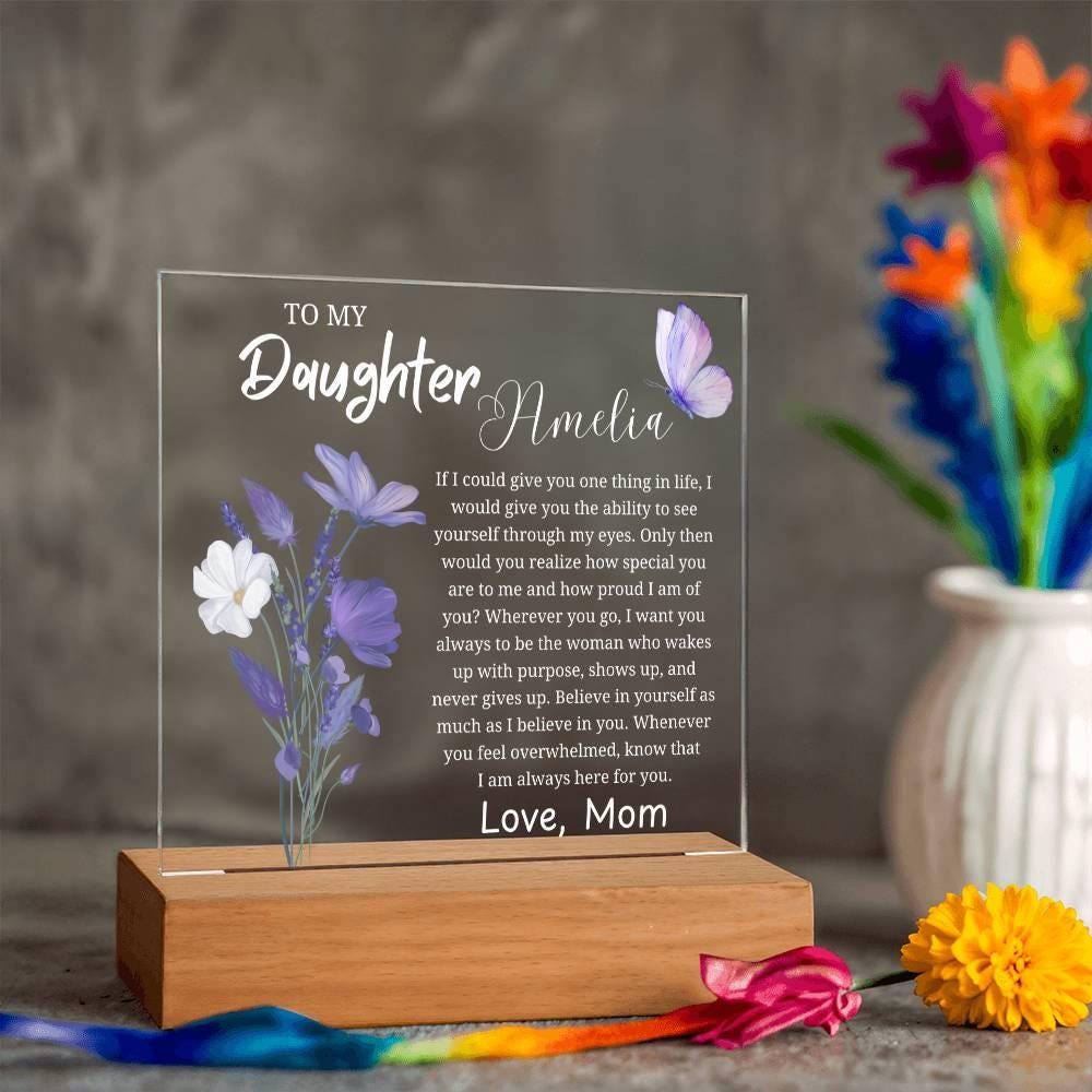Personalized Daughter Gift Acrylic Night Light – Gift from Mom – view 4