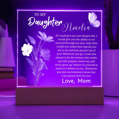 Personalized Daughter Gift Acrylic Night Light – Gift from Mom – view 5