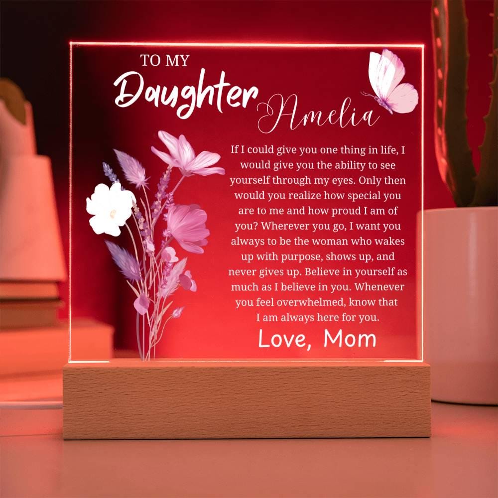 Personalized Daughter Gift Acrylic Night Light – Gift from Mom – view 3