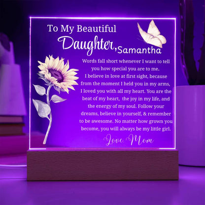 To My Daughter Personalized Gift Acrylic Night Light – Gift from Mom – view 10