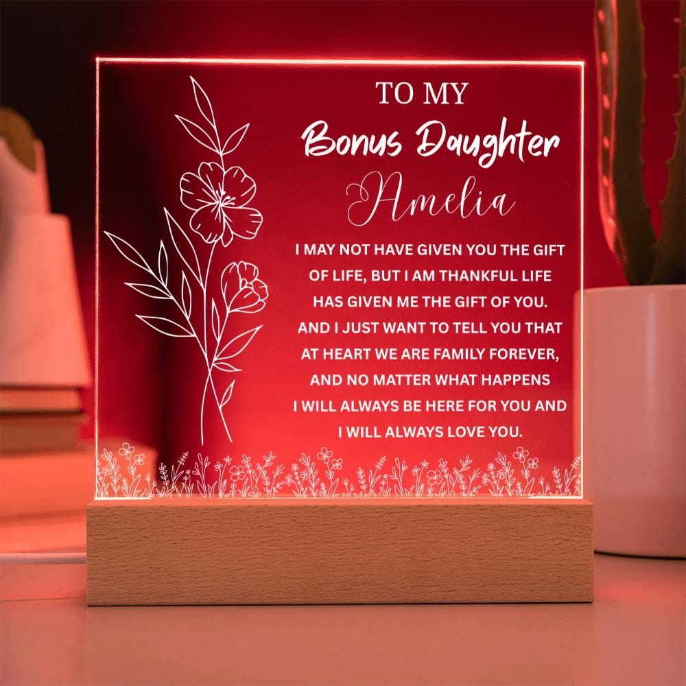 Personalized Bonus Daughter Gift Acrylic Plaque – Stepdaughter Gift – view 4