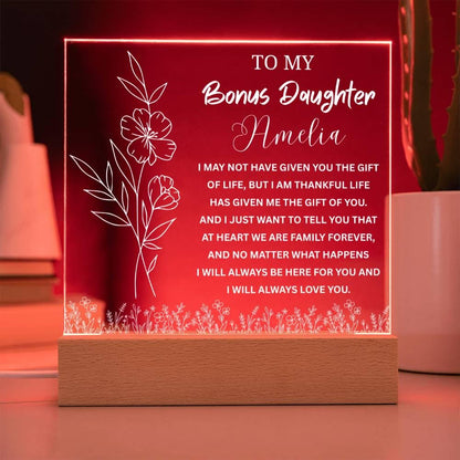 Personalized Bonus Daughter Gift Acrylic Plaque – Stepdaughter Gift – view 4