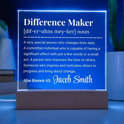 Personalized Difference Maker Gift Acrylic Plaque – Coworker Gifts – view 4