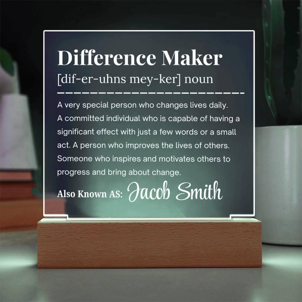 Personalized Difference Maker Gift Acrylic Plaque – Coworker Gifts