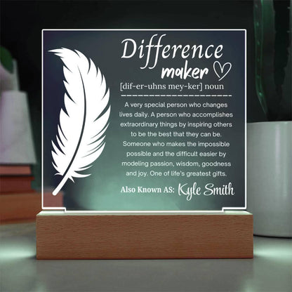 Difference Maker Personalized Acrylic Plaque – Employee Gifts – view 2