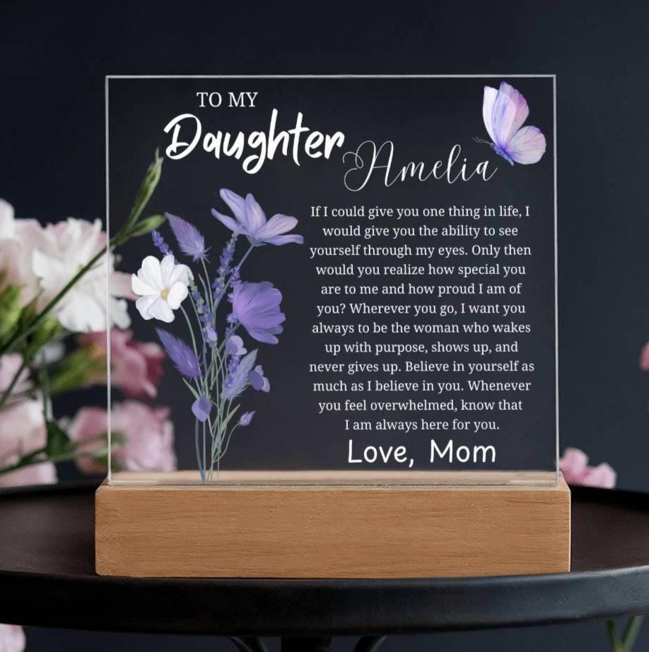 Personalized Daughter Gift Acrylic Night Light – Gift from Mom