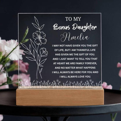 Personalized Bonus Daughter Gift Acrylic Plaque – Stepdaughter Gift