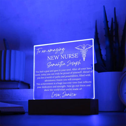 Personalized New Nurse Gift Acrylic Plaque – Nursing School Graduation – view 3
