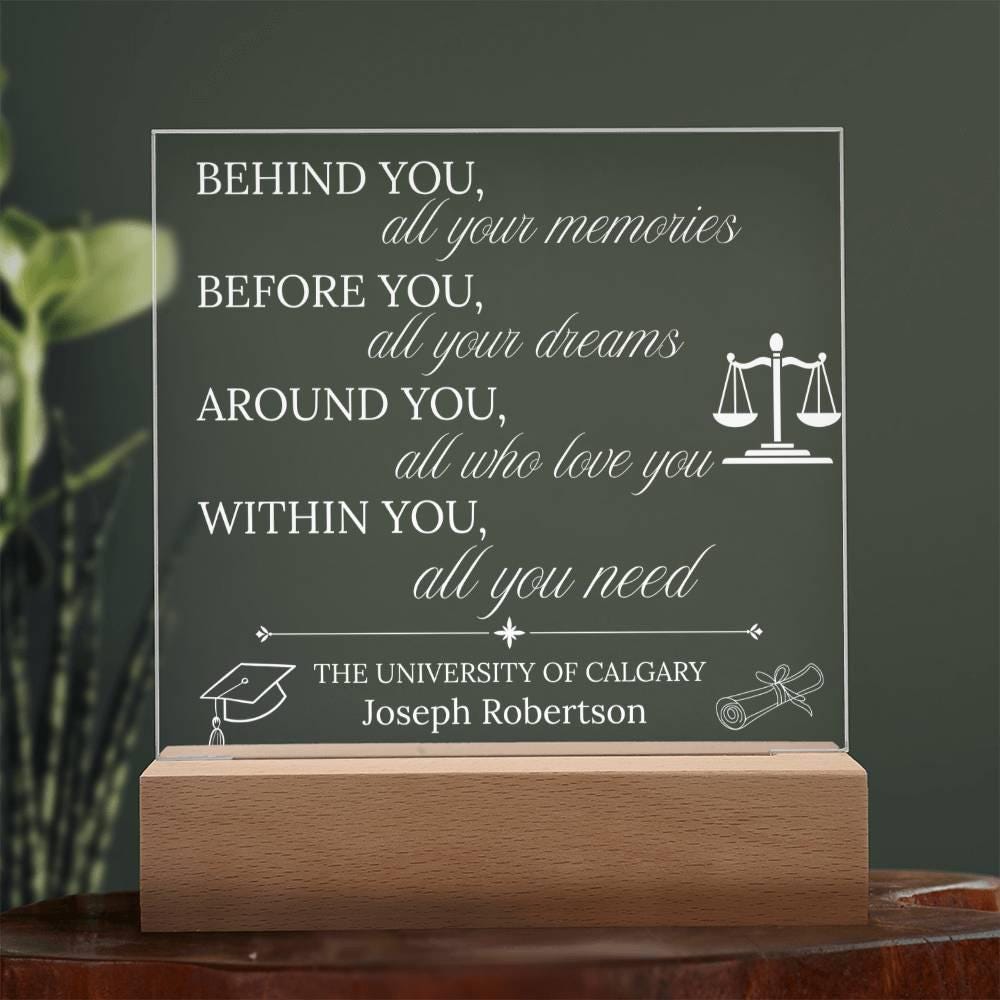 Personalized Law Graduation Acrylic Plaque with LED Base – view 10
