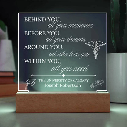 Personalized Nurse Graduation Acrylic Plaque with LED Base