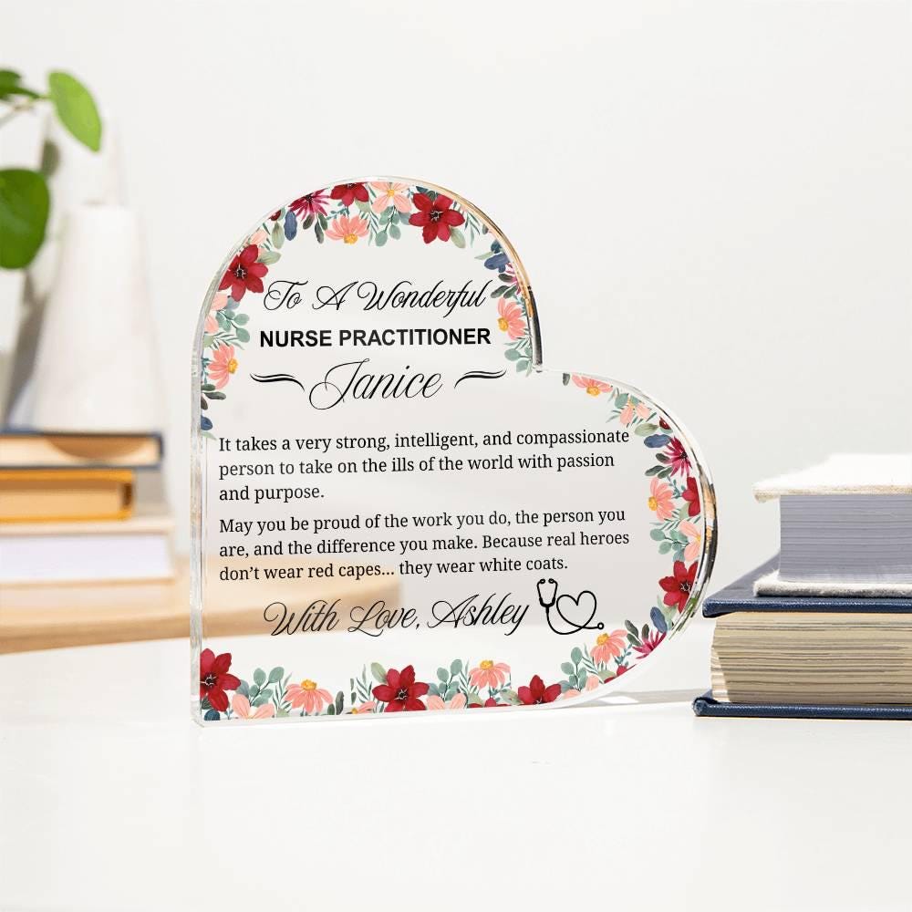 Personalized Nurse Practitioner Gift Heart Acrylic Plaque – view 3