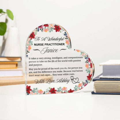 Personalized Nurse Practitioner Gift Heart Acrylic Plaque – view 3
