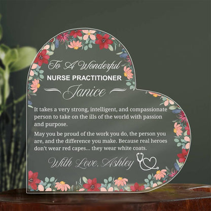 Personalized Nurse Practitioner Gift Heart Acrylic Plaque – view 2
