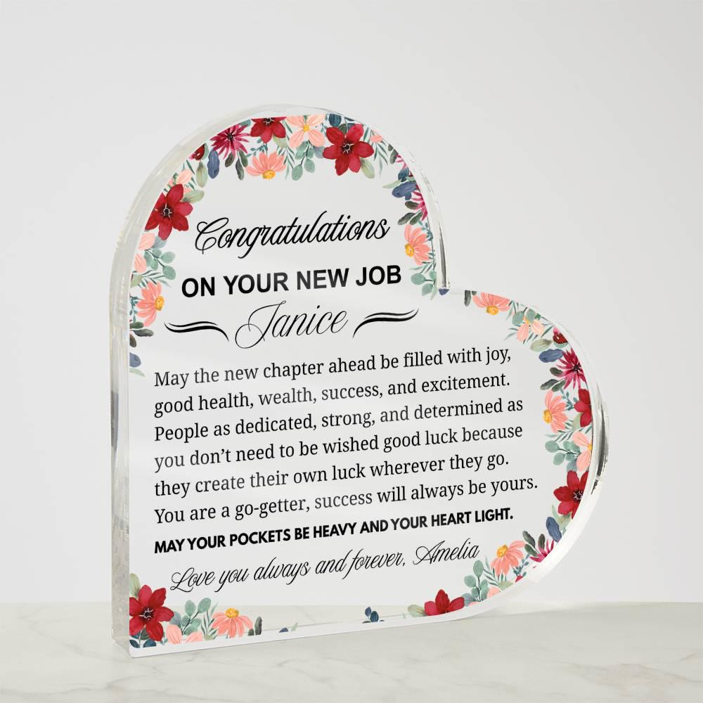 New Job Gift Personalized Heart Acrylic Plaque – Congratulations – view 5