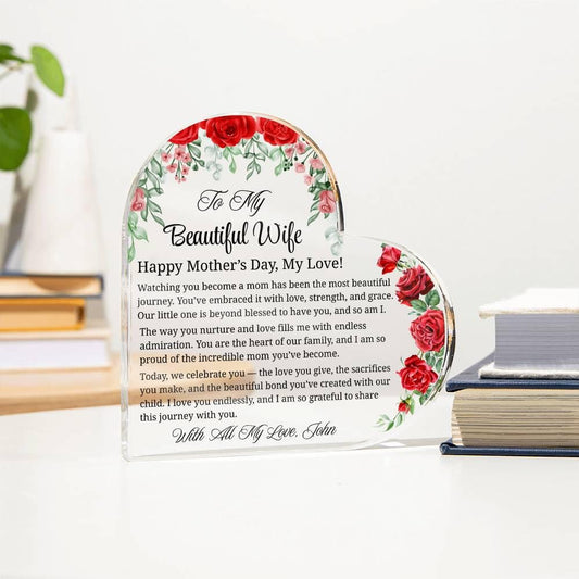 Mothers Day Gift for Wife Personalized Heart Acrylic Plaque – view 2