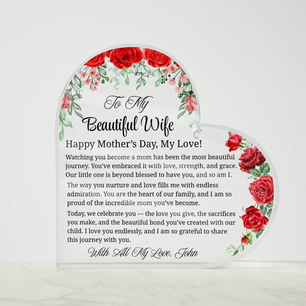 Mothers Day Gift for Wife Personalized Heart Acrylic Plaque – view 5