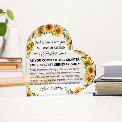 Last Day of Chemo Gift Personalized Heart Acrylic Plaque – Cancer – view 3