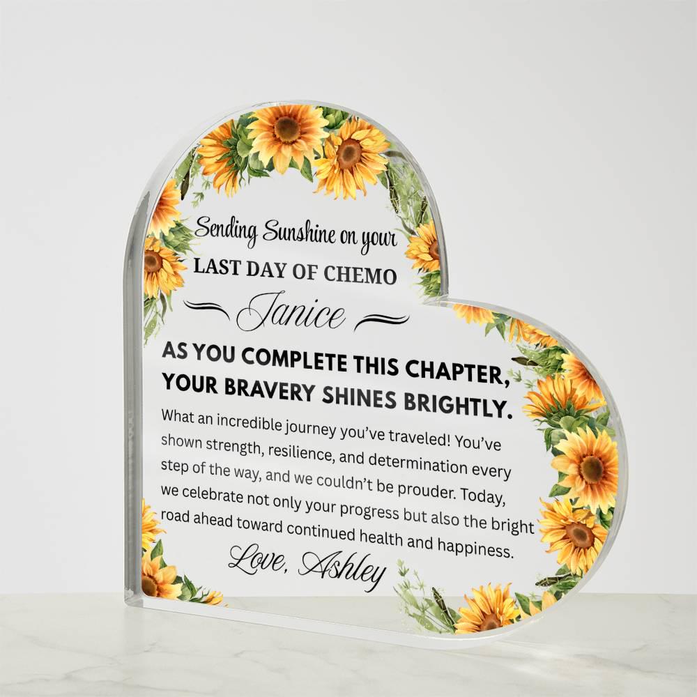 Last Day of Chemo Gift Personalized Heart Acrylic Plaque – Cancer – view 4