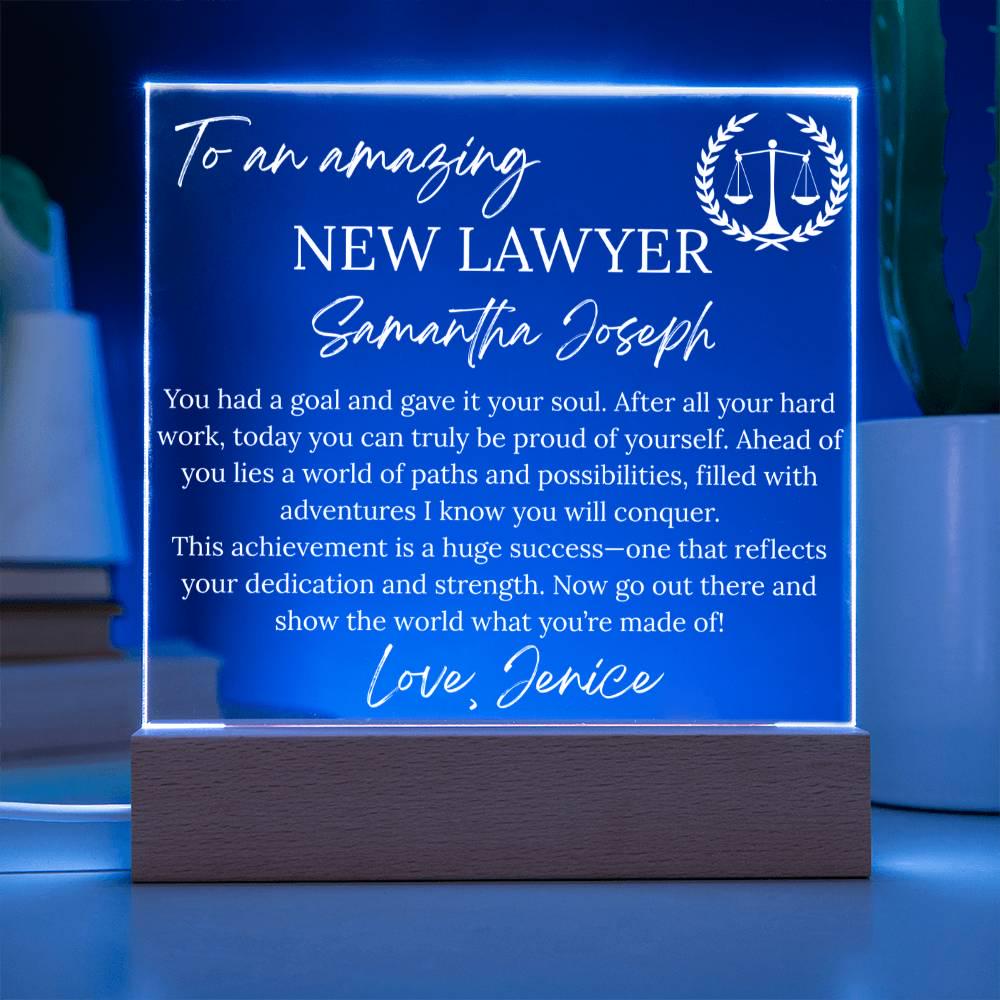 Personalized New Lawyer Gift Acrylic Square Plaque – view 5