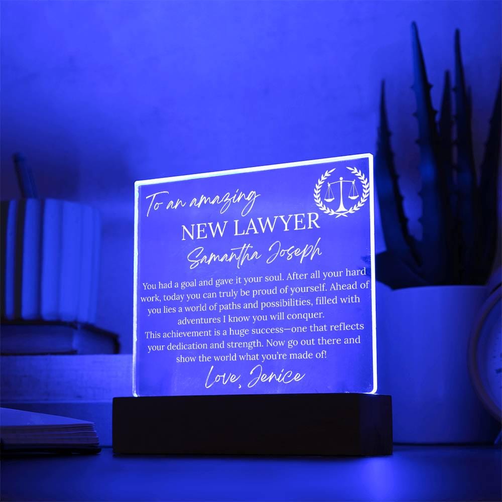 Personalized New Lawyer Gift Acrylic Square Plaque – view 3