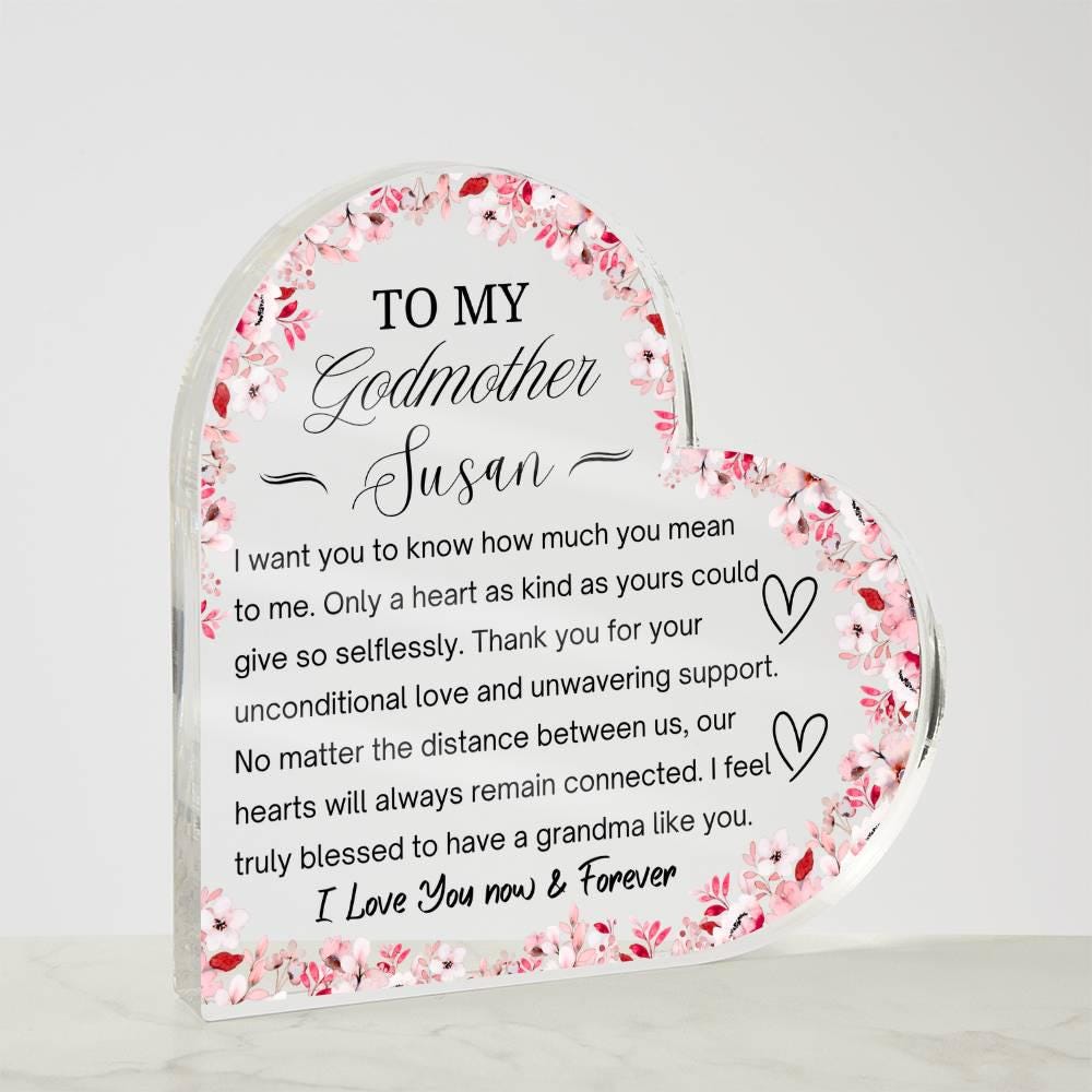 Godmother Gift – Personalized Heart Acrylic Plaque – view 4