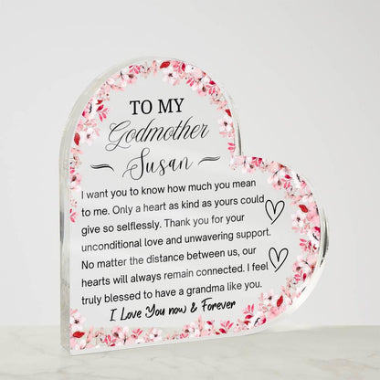 Godmother Gift – Personalized Heart Acrylic Plaque – view 4