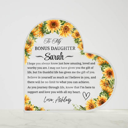 Bonus Daughter Gift Personalized Heart Acrylic Plaque – view 5