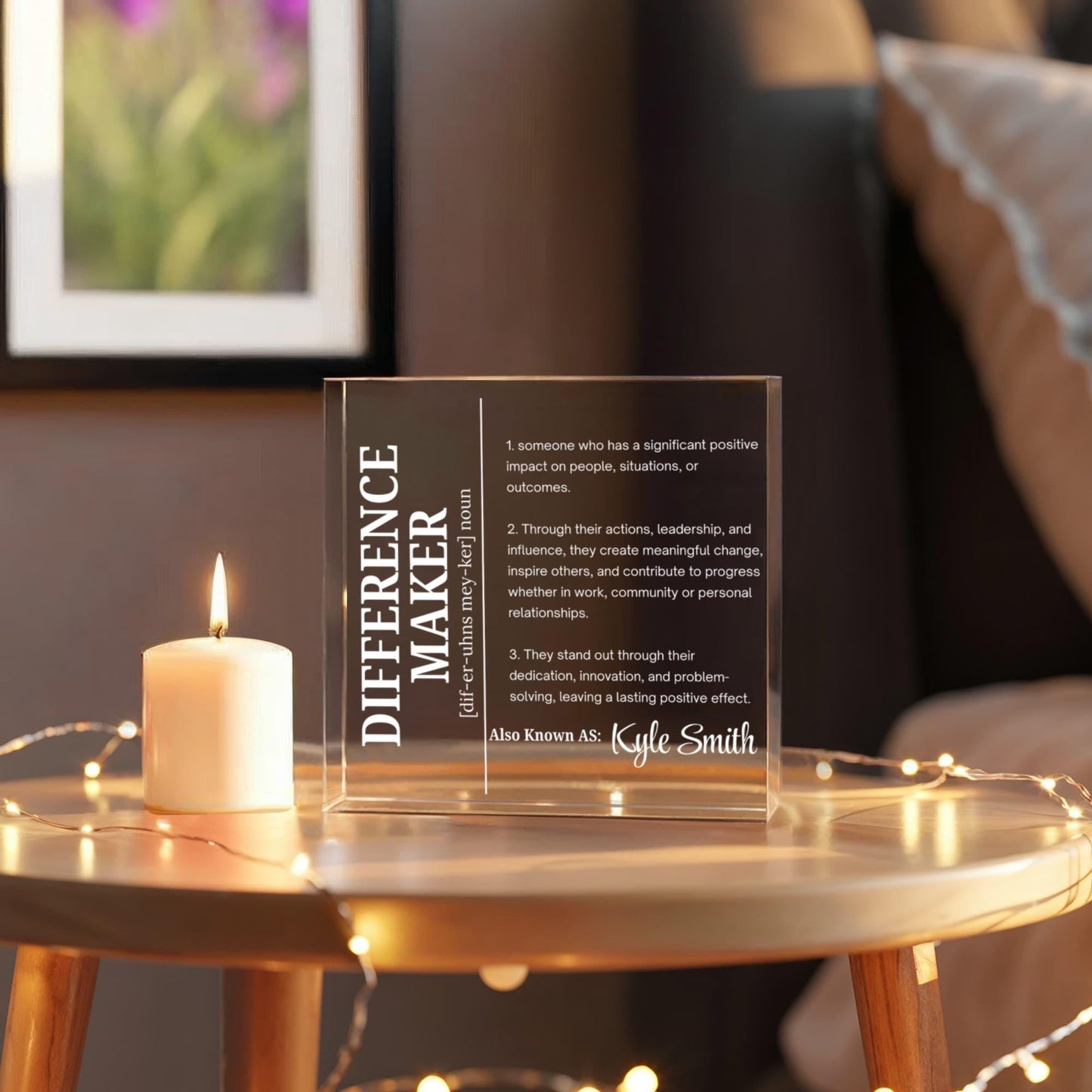 Difference Maker Personalized Acrylic Block Plaque – Mentor Gift – view 5