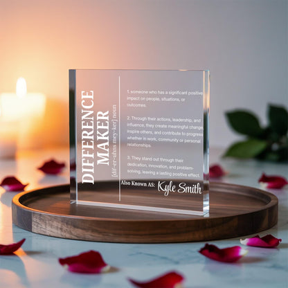 Difference Maker Personalized Acrylic Block Plaque – Mentor Gift – view 4