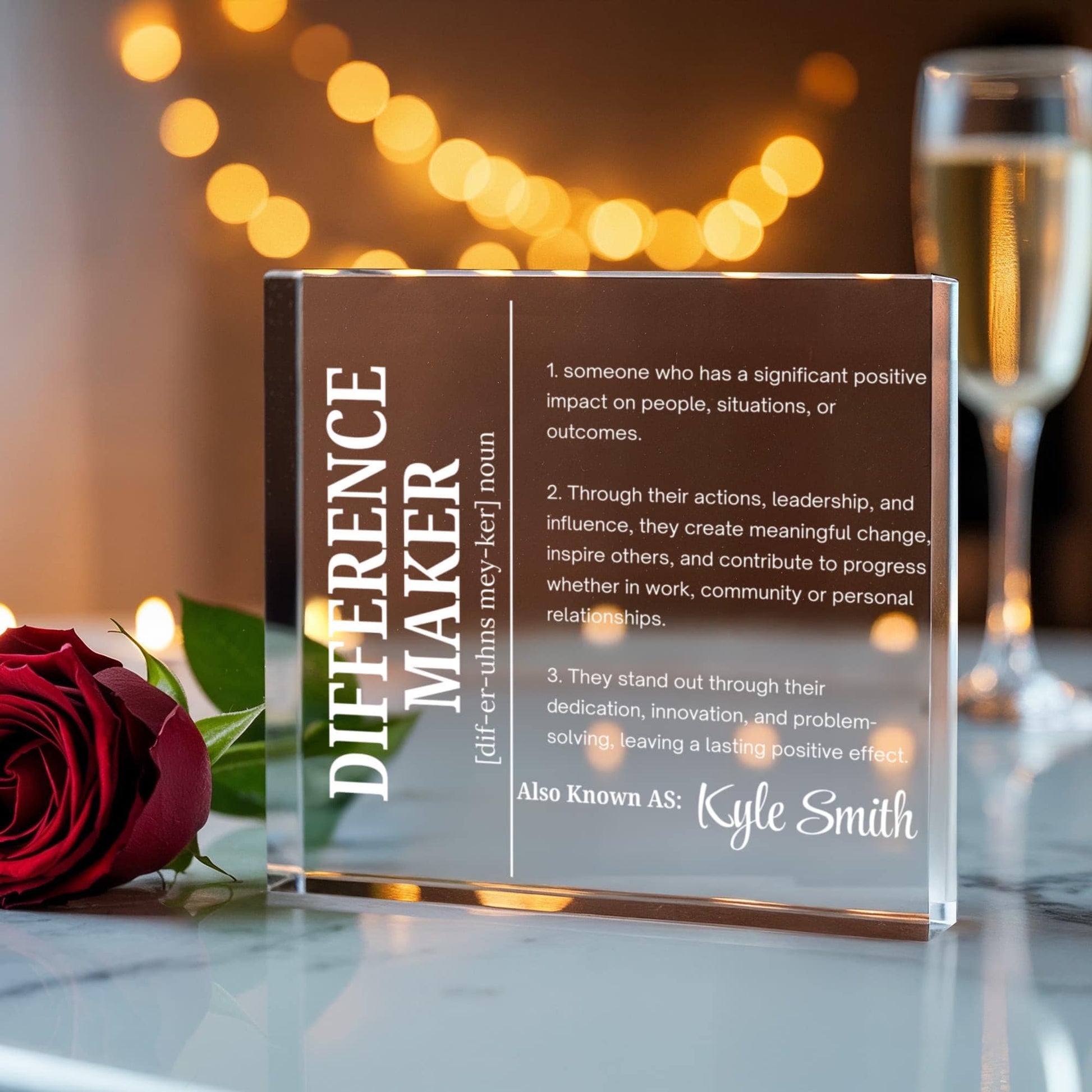Difference Maker Personalized Acrylic Block Plaque – Mentor Gift – view 2
