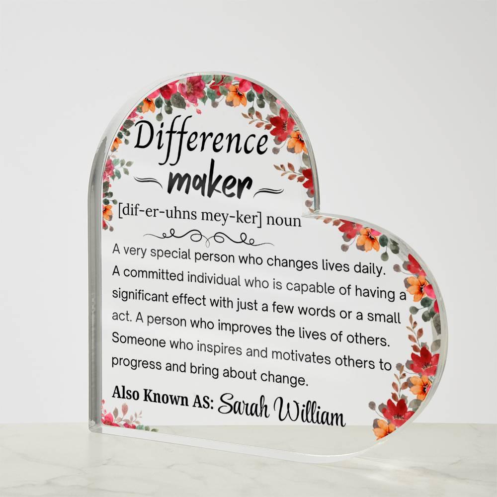Difference Maker Personalized Acrylic Plaque – Mentor Gift – view 5