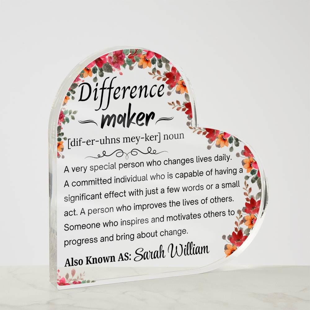 Difference Maker Personalized Acrylic Plaque – Mentor Gift – view 4