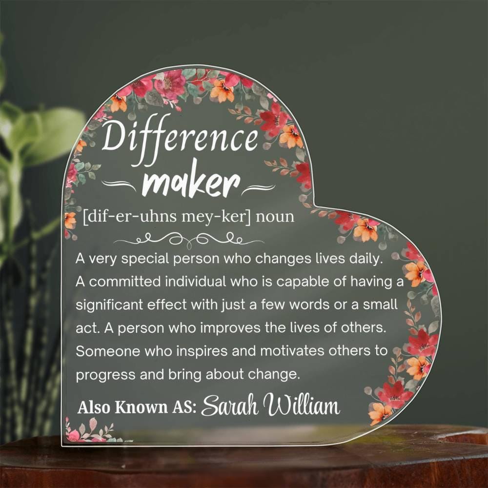 Difference Maker Personalized Acrylic Plaque – Mentor Gift – view 3