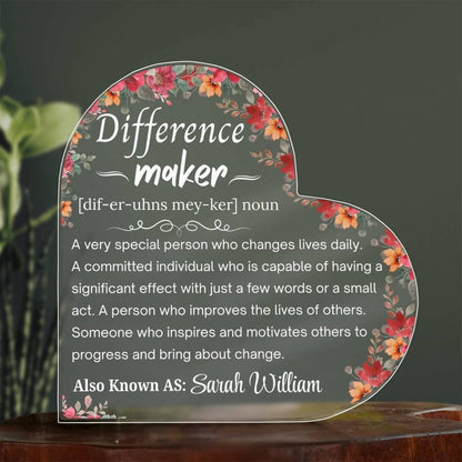 Difference Maker Personalized Acrylic Plaque – Mentor Gift – view 3