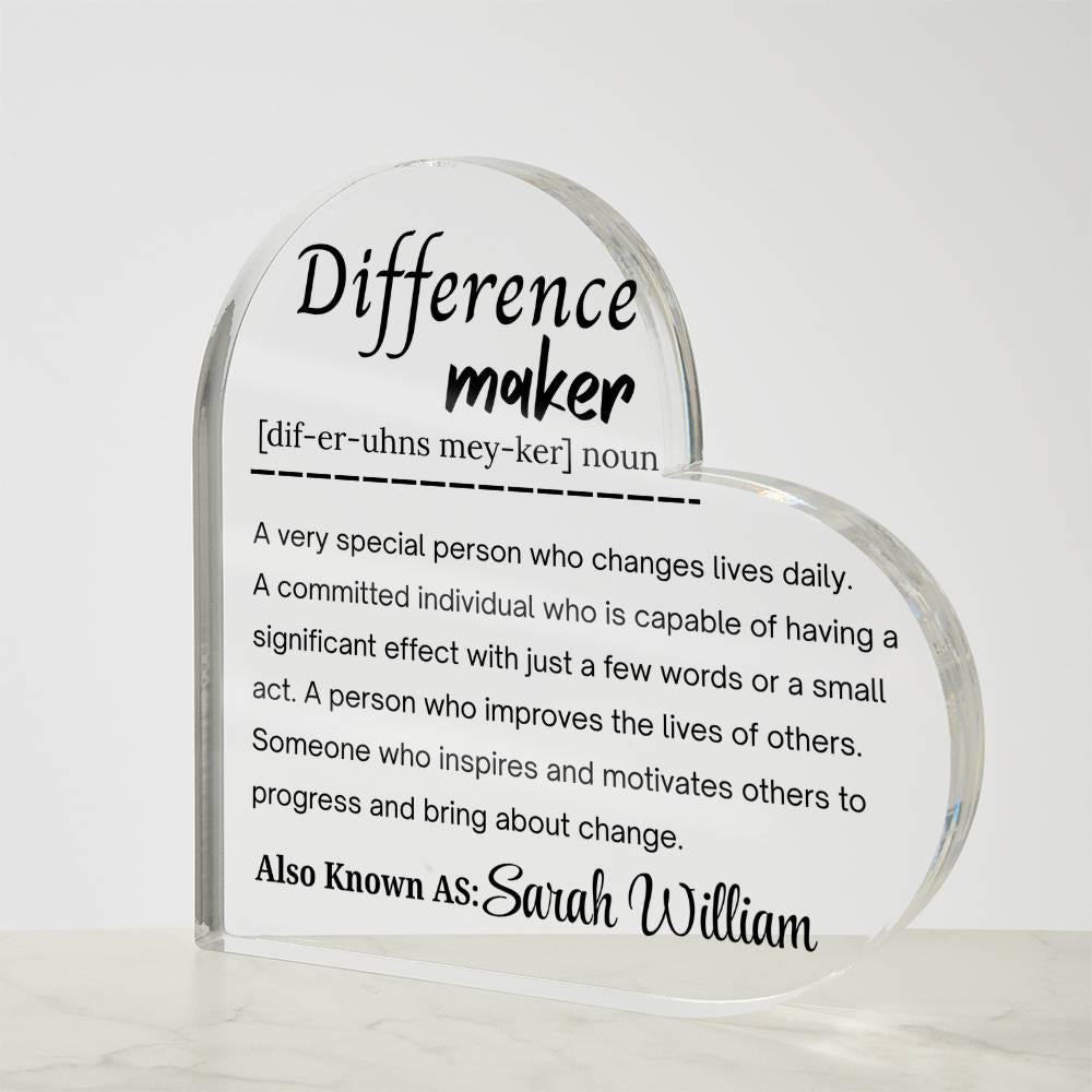 Difference Maker Personalized Acrylic Plaque – Mentor Gift – view 2