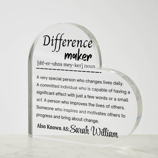 Difference Maker Personalized Acrylic Plaque – Mentor Gift – view 2
