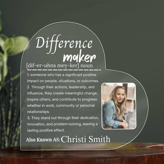 Custom Photo Difference Maker Acrylic Plaque – Mentor Gift