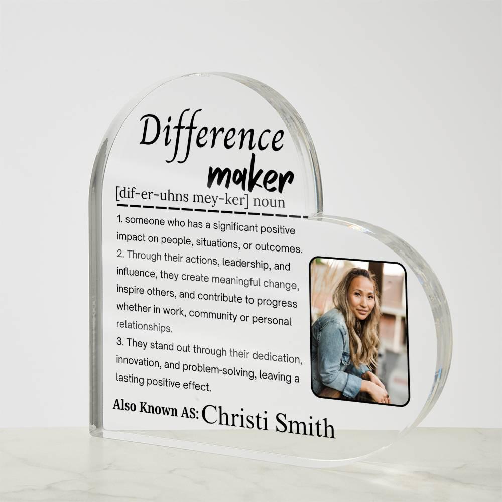 Custom Photo Difference Maker Acrylic Plaque – Mentor Gift – view 3