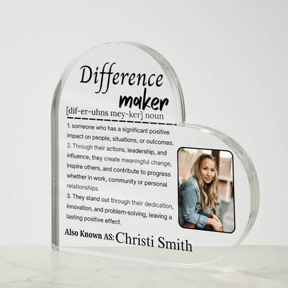 Custom Photo Difference Maker Acrylic Plaque – Mentor Gift – view 3