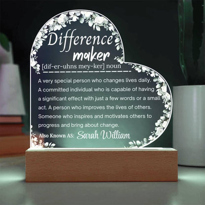 Custom Difference Maker Heart Plaque – Thank You Gift – view 5